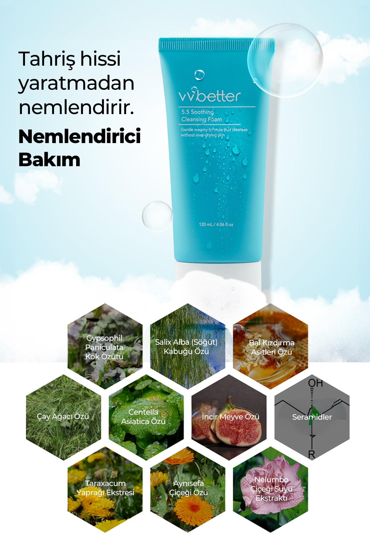 Kore Yatıştırıcı Temizleme Köpüğü pH 5.5 – Sebum Dengeleyici & Cilt Bariyeri Destekleyici 120 ml