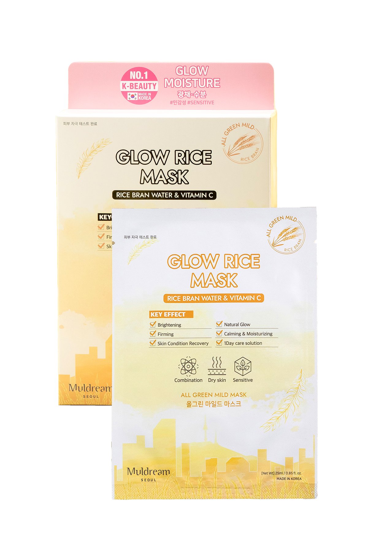 Glow Rice Pirinç Kepeği ve Vitamin C ile Aydınlatıcı Yenileyici Kore Yüz Maskesi 25ml