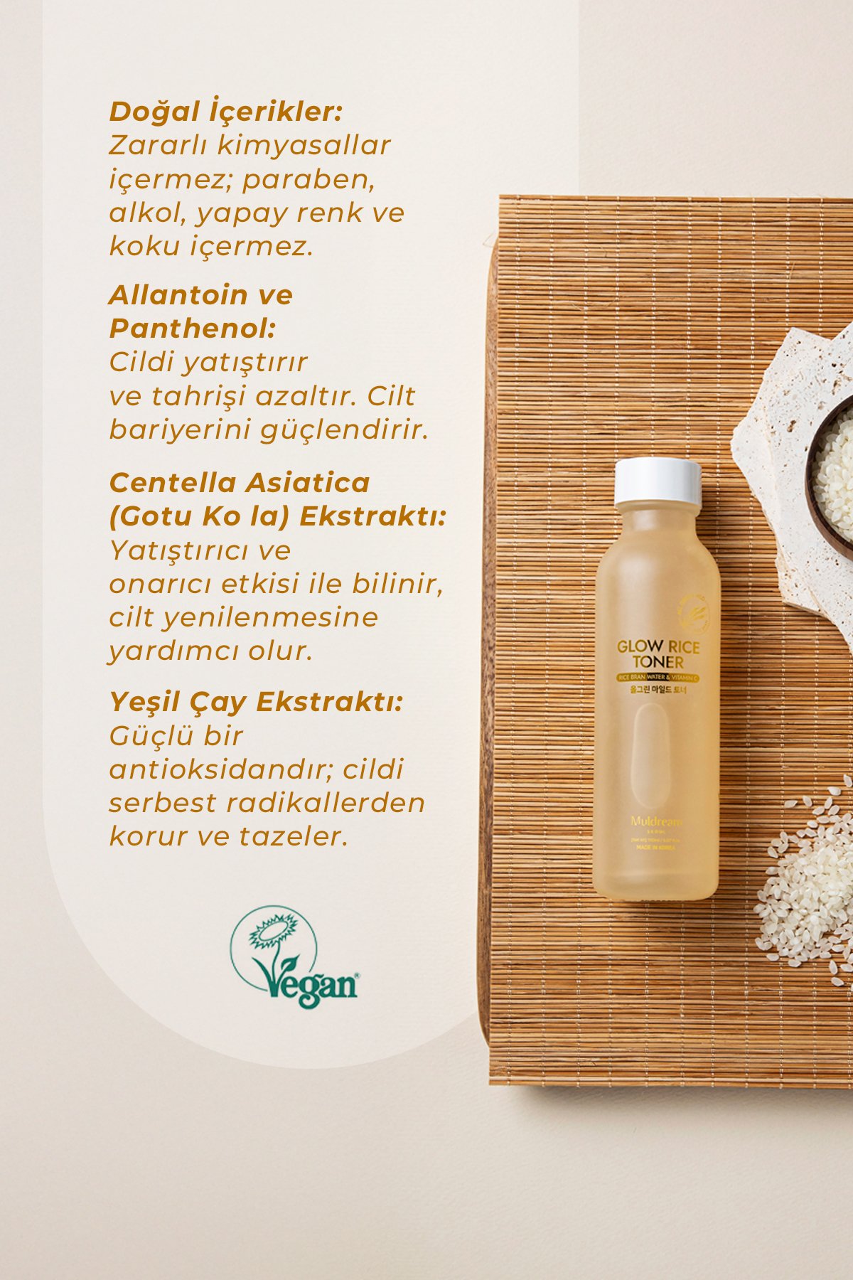 Glow Rice Hassas Ciltler İçin Aydınlatıcı Nemlendirici Sıkılaştırıcı Kore Tonik 150ml – Hepsi Bir Arada Bakım