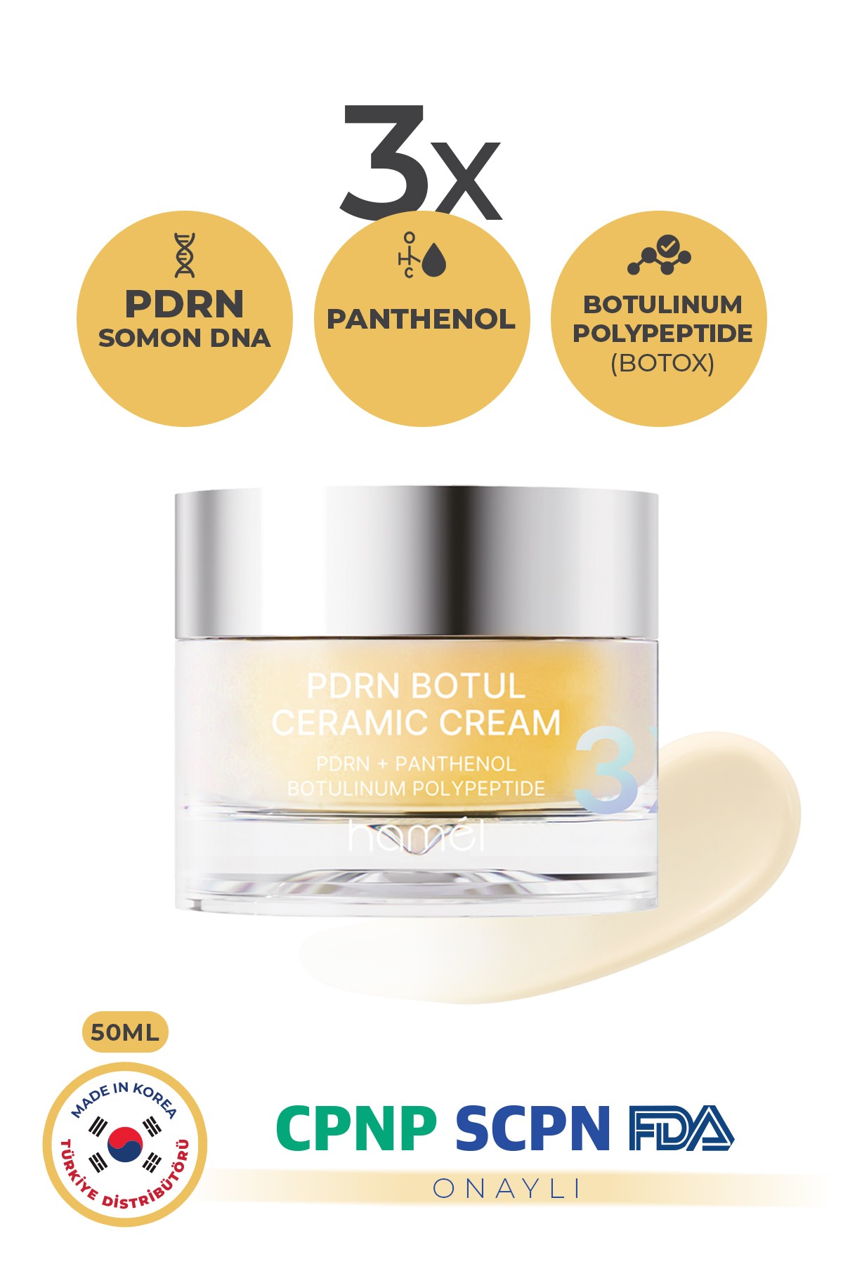 3X PDRN Botul Ceramic Cream Somon DNA lifting Etkili Doku Onarıcı Krem Kore 50ml
