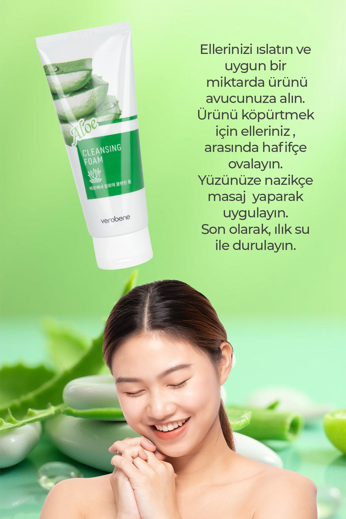 Aloe Vera İçerikli Nemlendirici ve Yatıştırıcı Yüz Temizleme Köpüğü 150ml