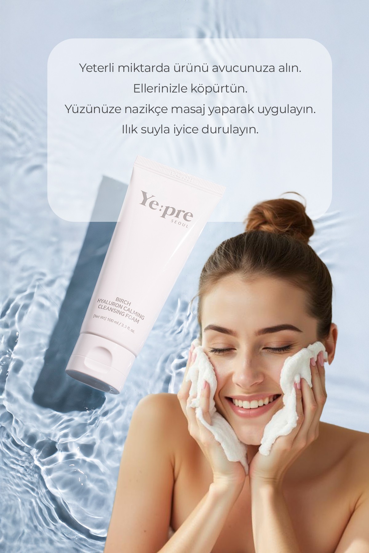 Huş Ağacı Özü ve Hyalüronik Asit İçeren Temizleyici Köpük 100ml