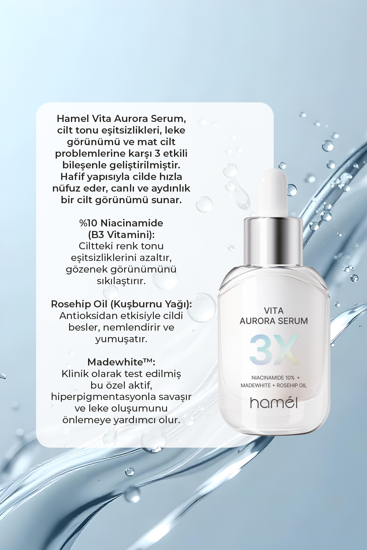 3X Vita Aurora Serum %10 Niacinamide Koyu Leke Karşıtı Cilt Tonu Eşitleyici Serum Kore 30ml