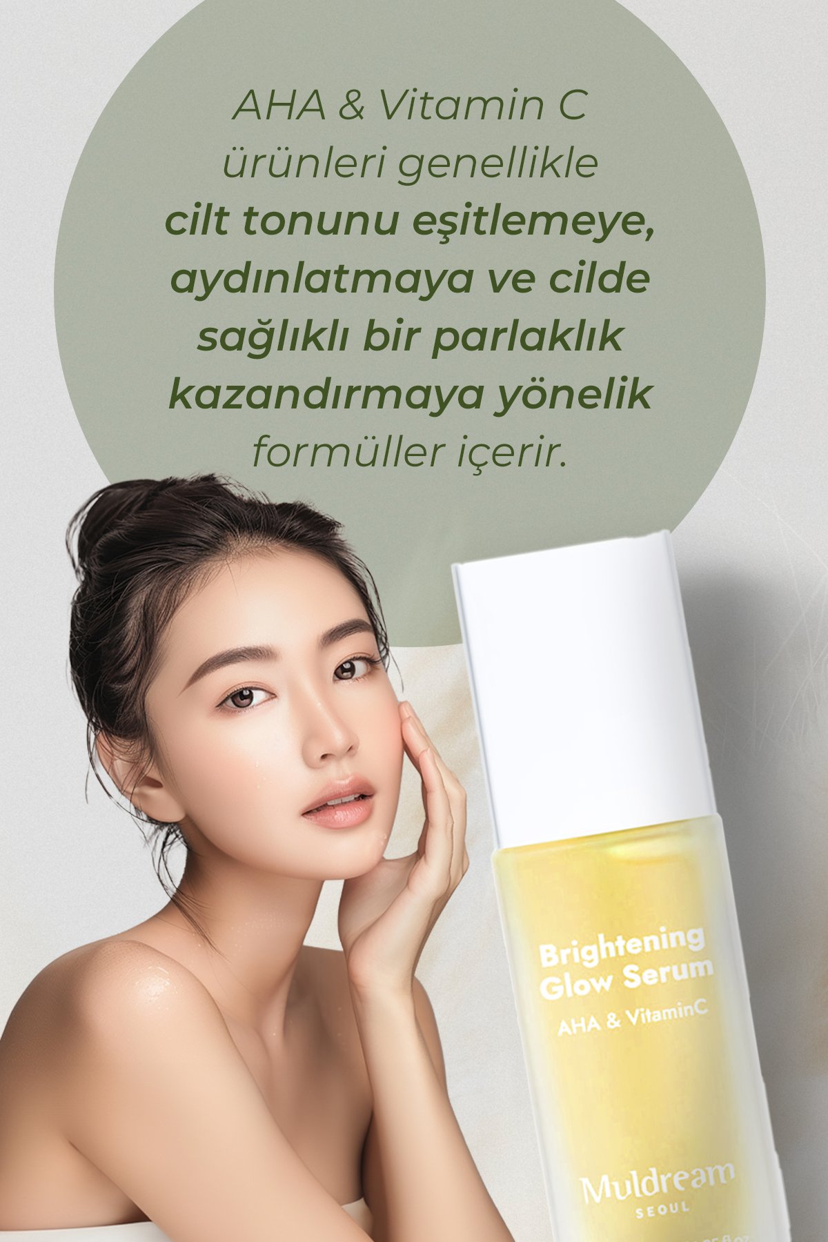 AHA ve C Vitamini İçeren Aydınlatıcı Işıltı Etkili Kore Serum 40ml – Peeling & Anti-Aging Bakım