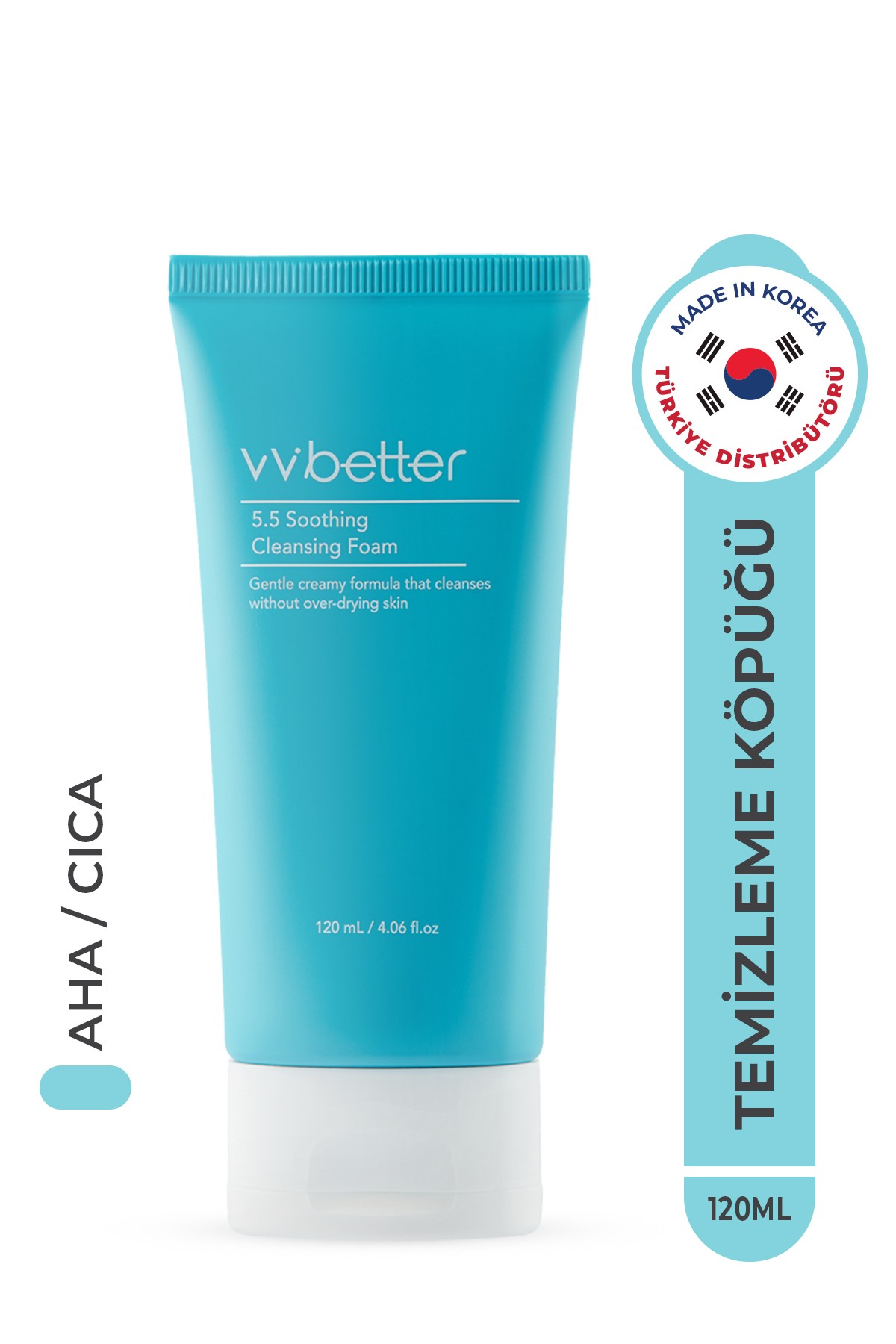 VVBETTER Kore Yatıştırıcı Temizleme Köpüğü pH 5.5 – Sebum Dengeleyici & Cilt Bariyeri Destekleyici 120 ml