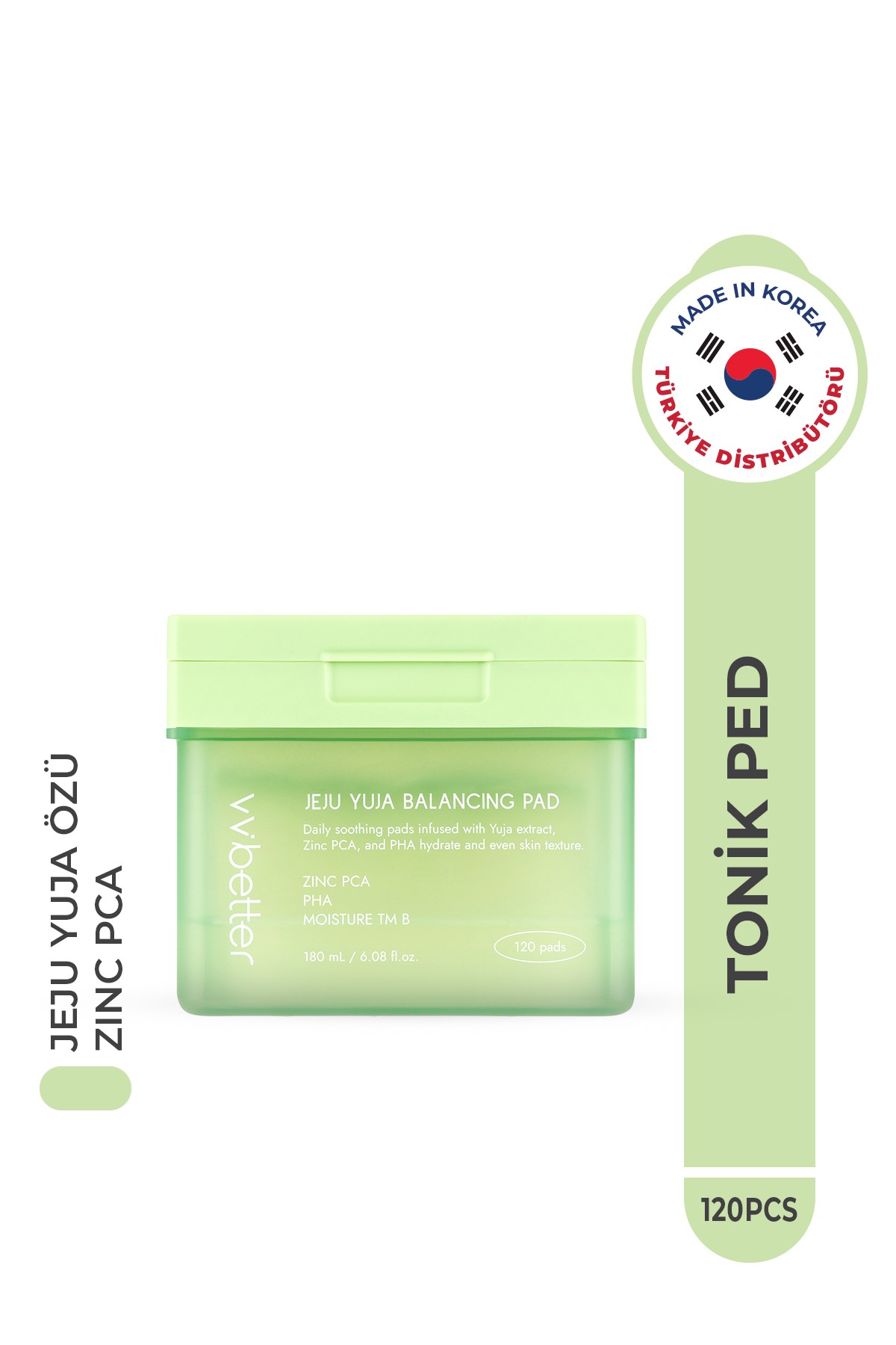 Jeju Yuja Cera Balancing Pad Cilt Dengeleyici Sıkılaştırıcı Tonik Ped ZINC PCA PHA Kore 120pcs