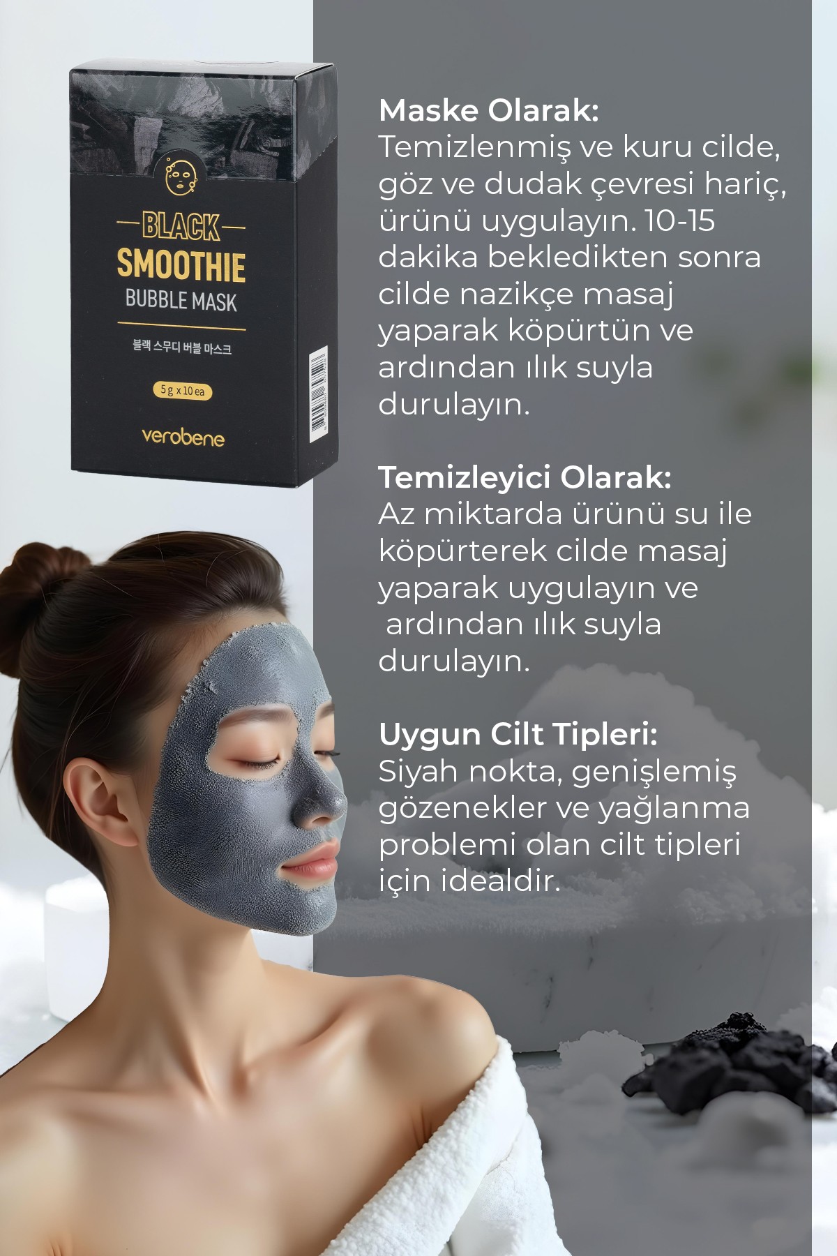 Detoks Etkili Siyah Köpüren Maske (Şase) 1g