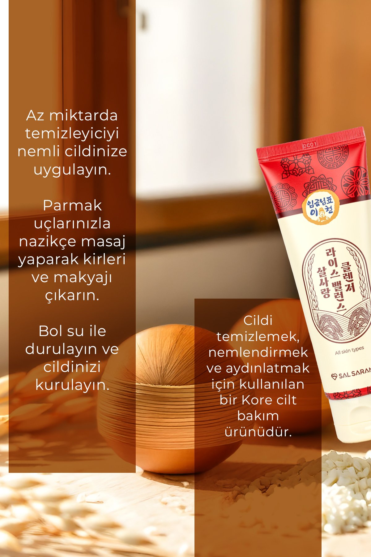 Pirinç Kepeği İçeren Kore Temizleyici 120ml – Gözenek Temizleyici & Dengeleyici