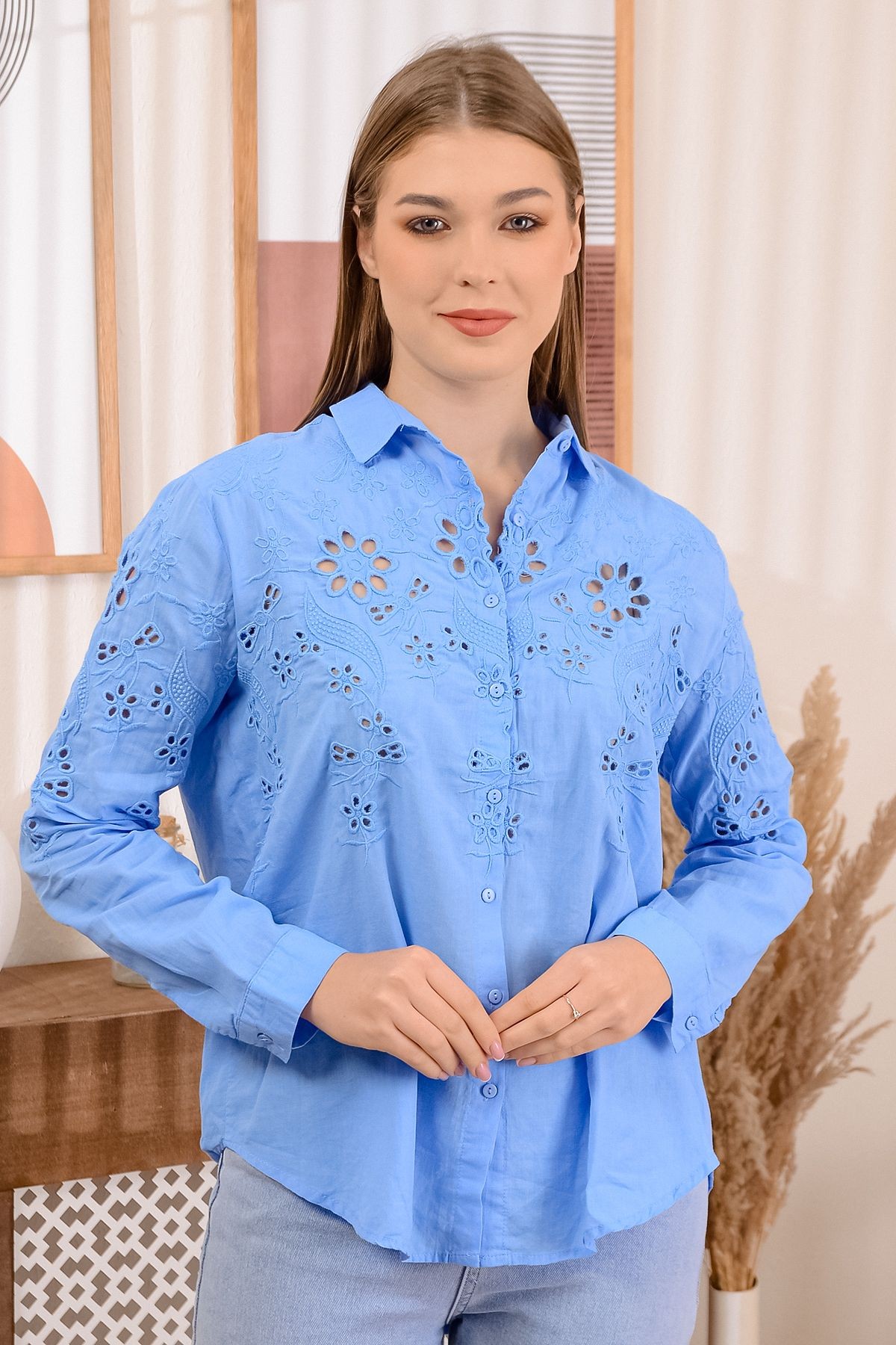 Kadın %100 Pamuk Ince Fisto Gömlek 1 Beden Ufak Alınız