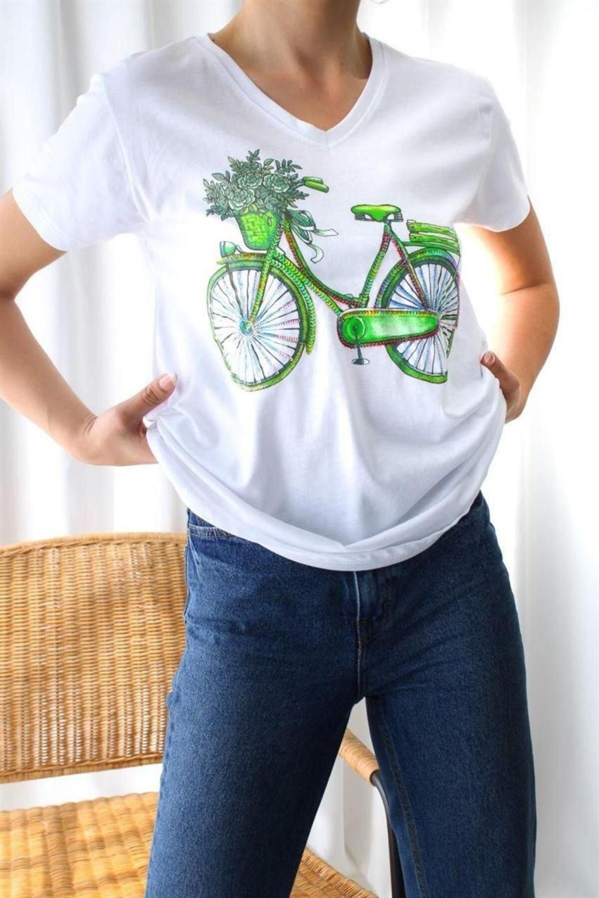 Bisiklet Desenli T-shirt
