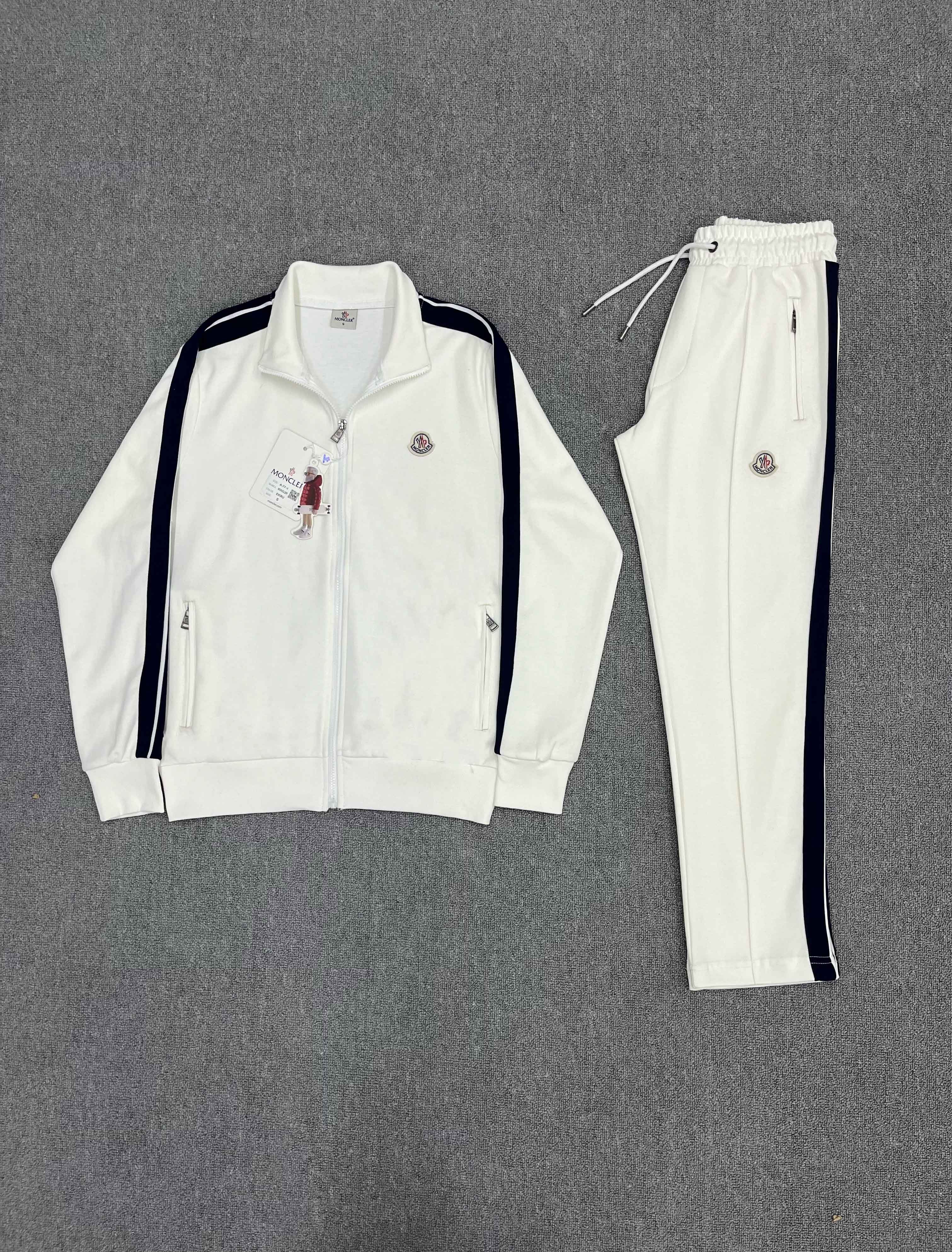 Moncler Şeritli Tracksuit - Beyaz