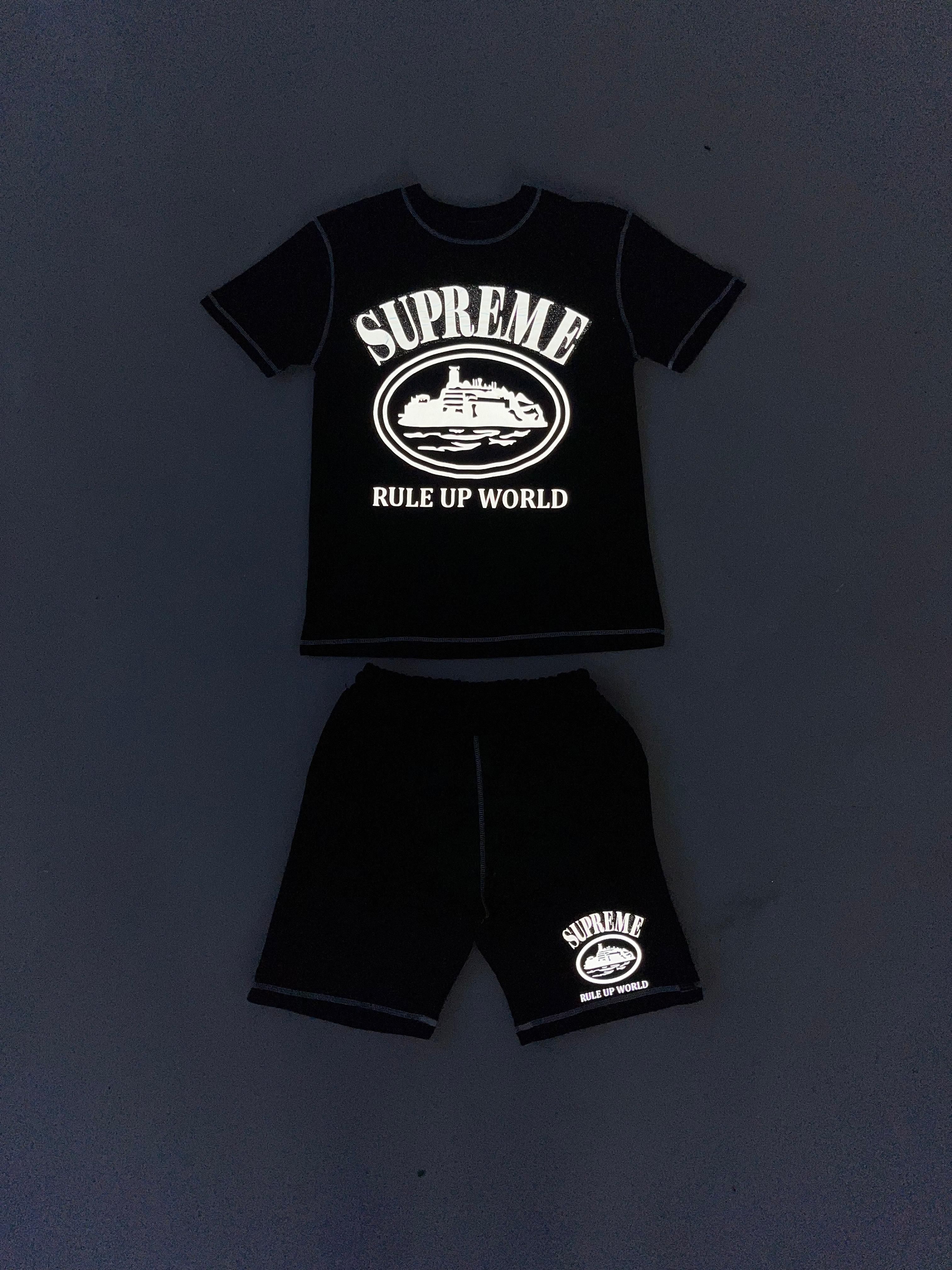 Corteiz X Supreme Reflektif Yazlık Takım - Siyah