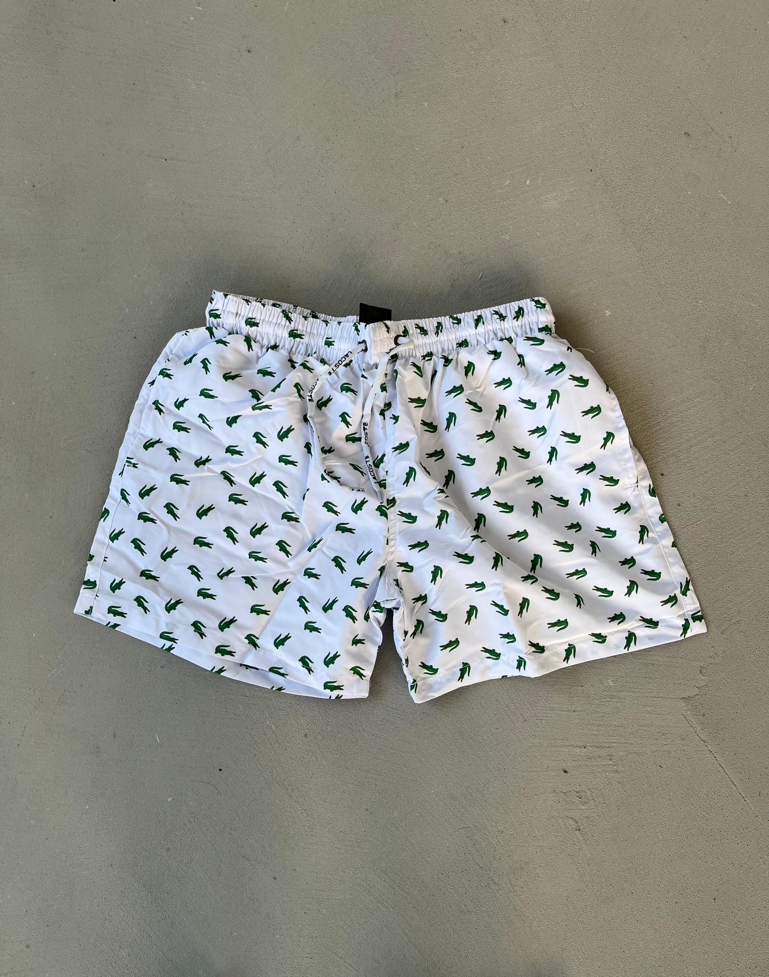 Lacoste Deniz Şortu Beyaz Full Logo
