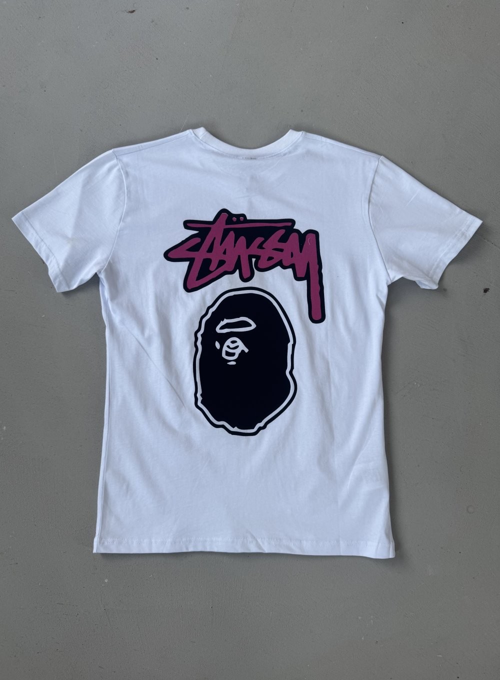 Bape Tişört - Stussy X Bape Beyaz