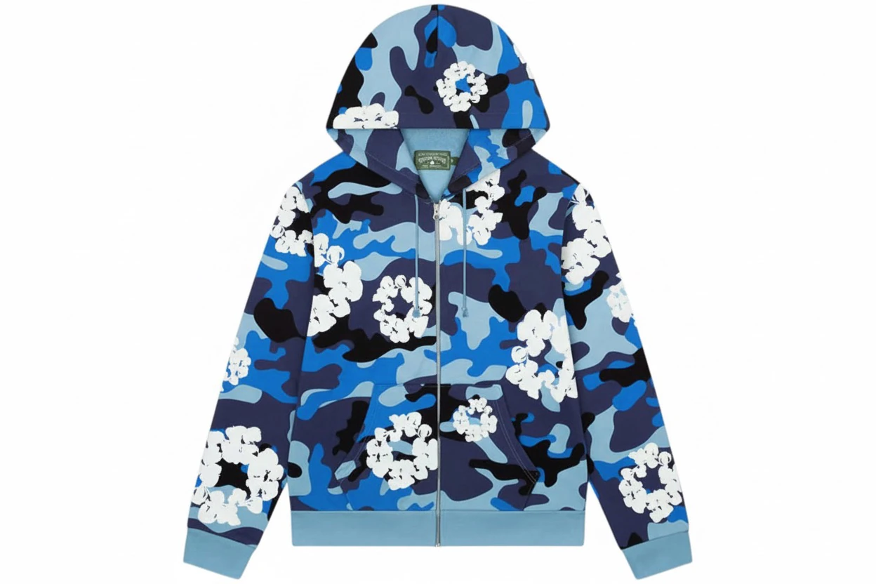 Denim Tears Wreath zip-up hoodie - Mavi