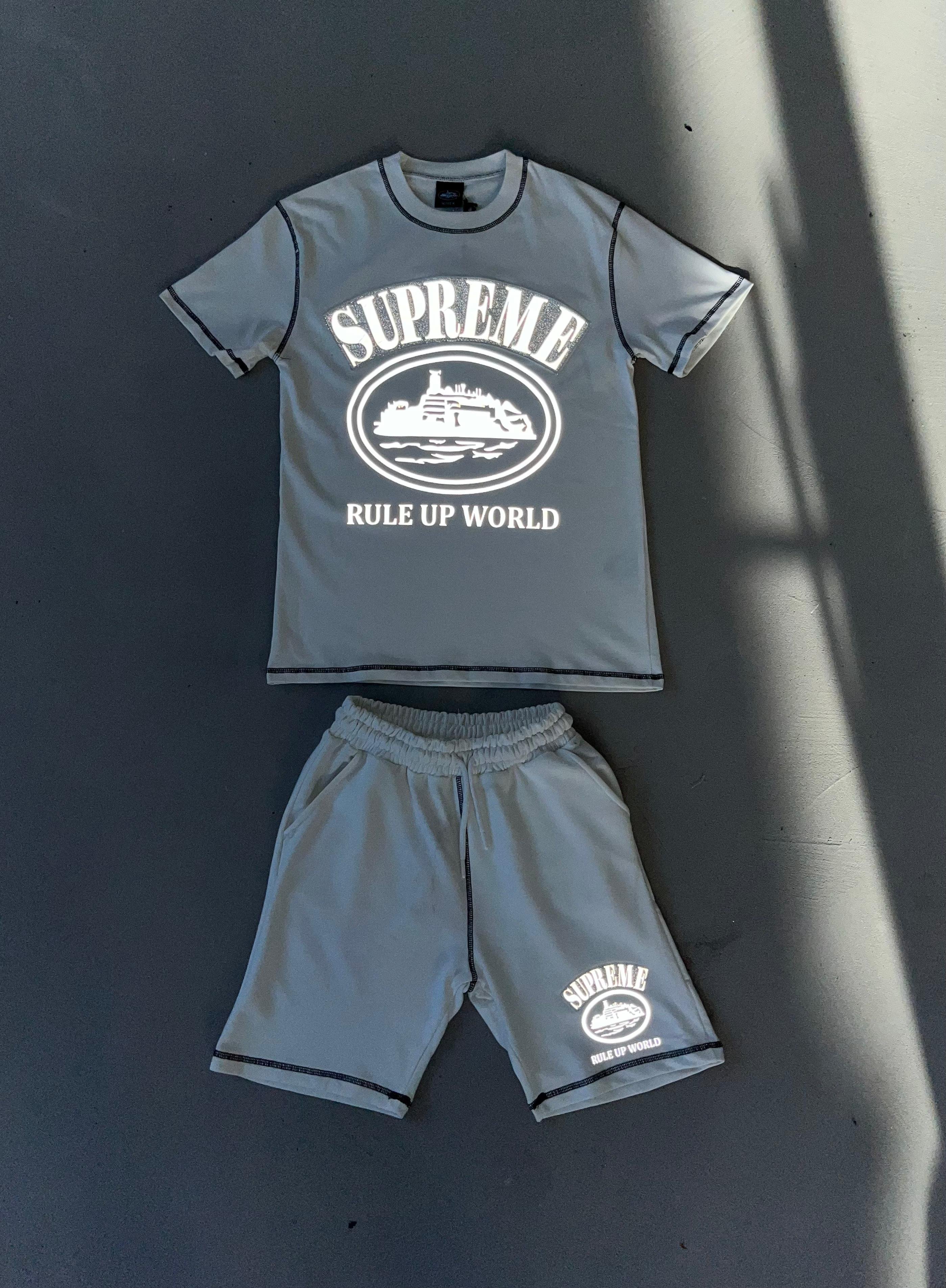 Corteiz X Supreme Reflektif Yazlık Takım - Beyaz
