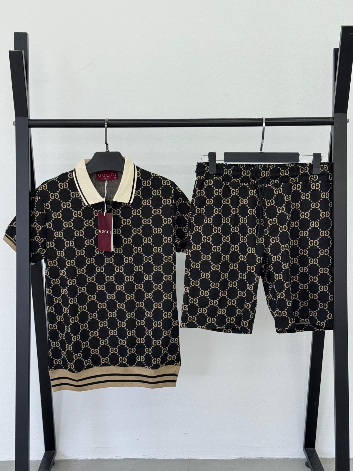Gucci Mono Şort Takımı - Kahverengi
