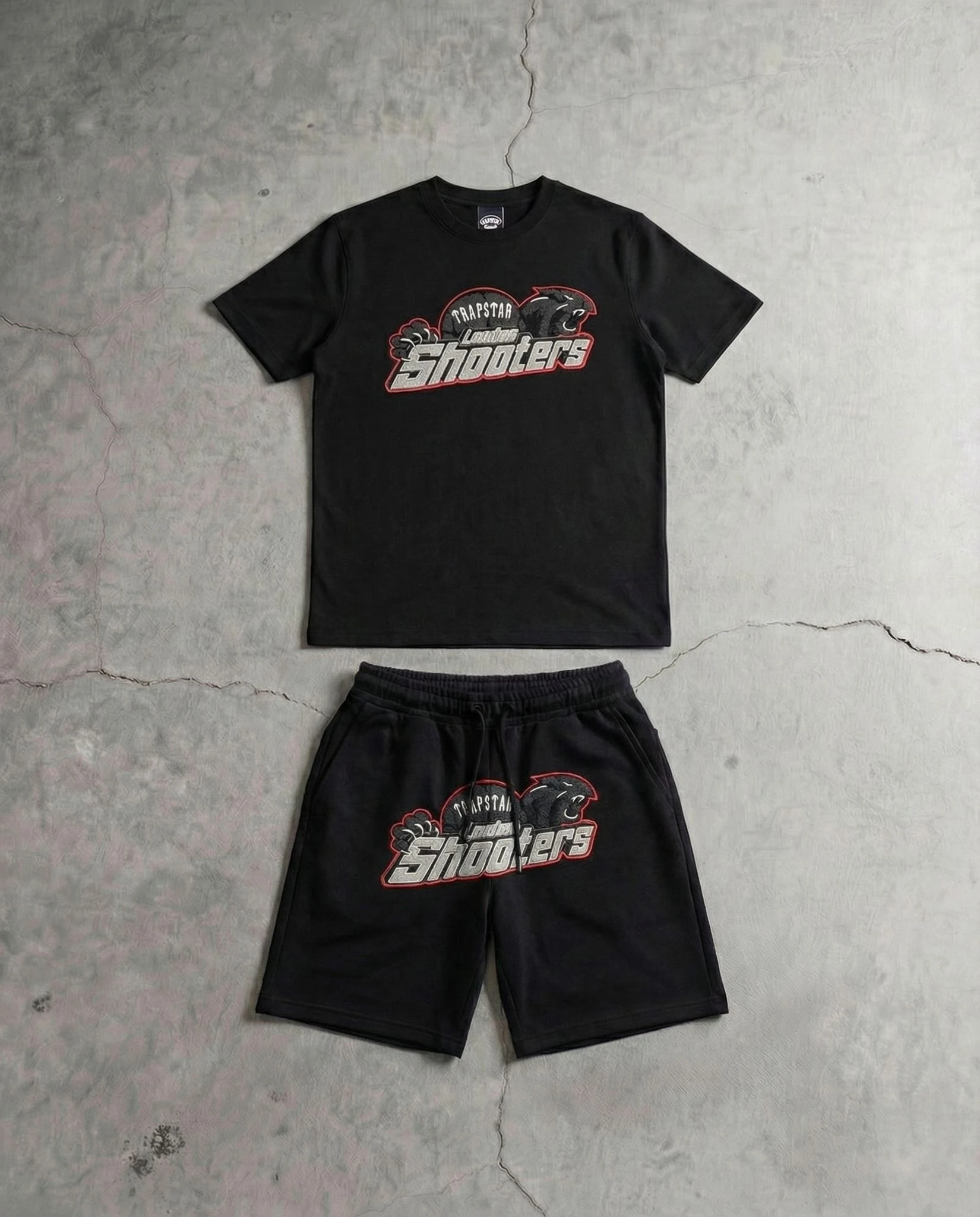 Trapstar Shooters Siyah Kırmızı Short Set