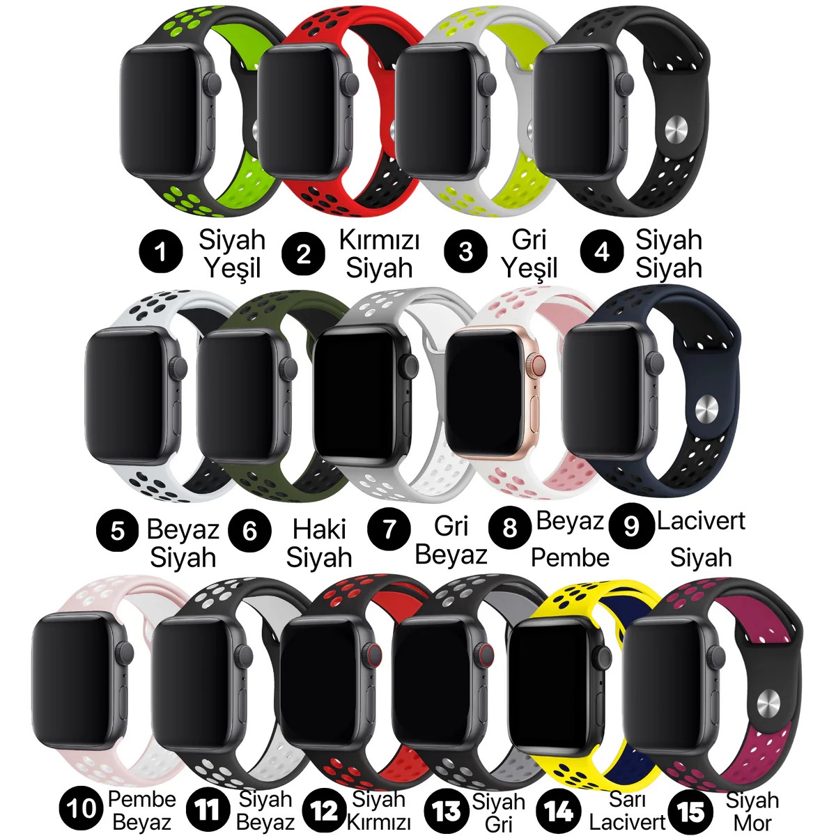 Apple Watch Uyumlu Spor Silikon Kordonlar