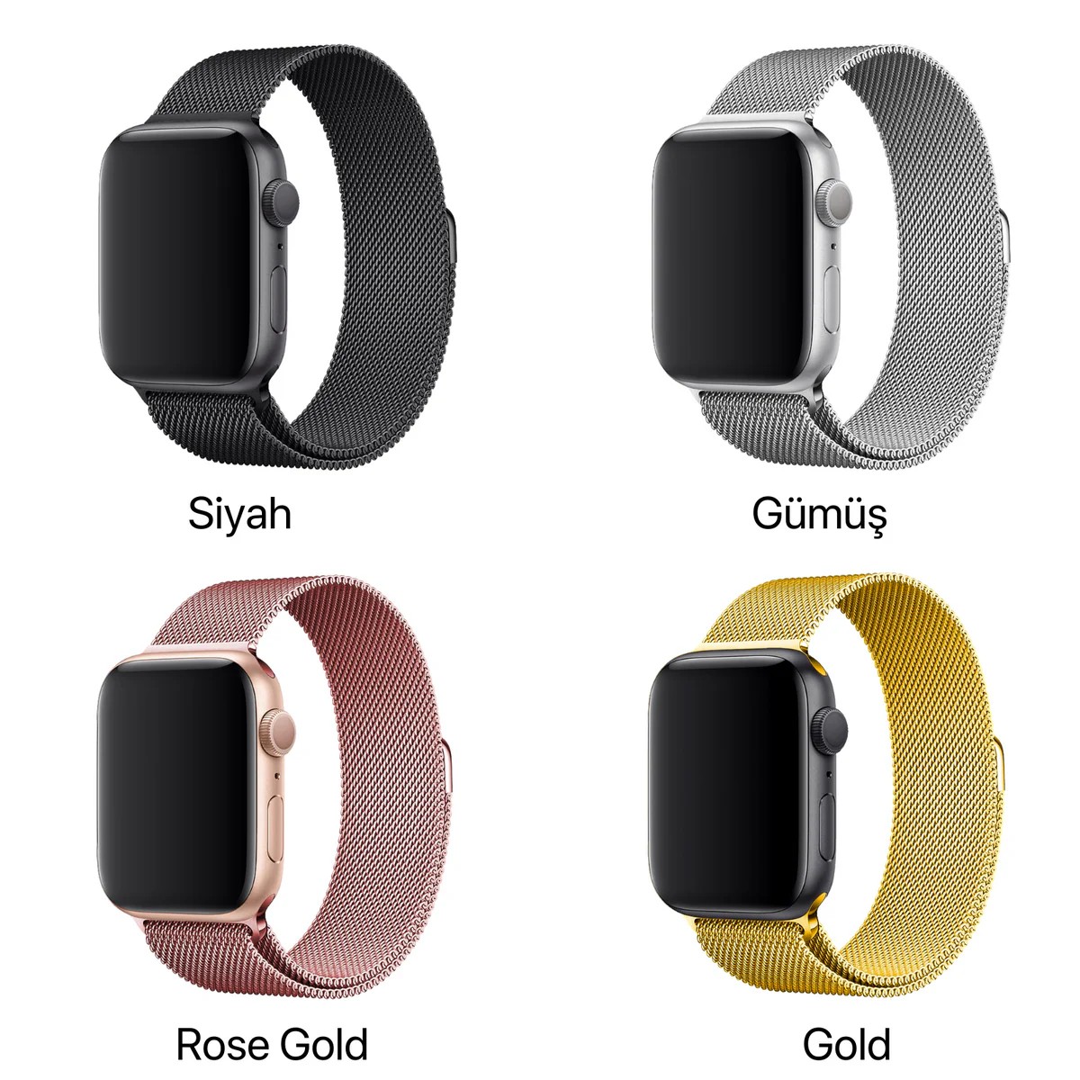 Apple Watch Uyumlu Hasır Metal Milano Lop Kordonlar