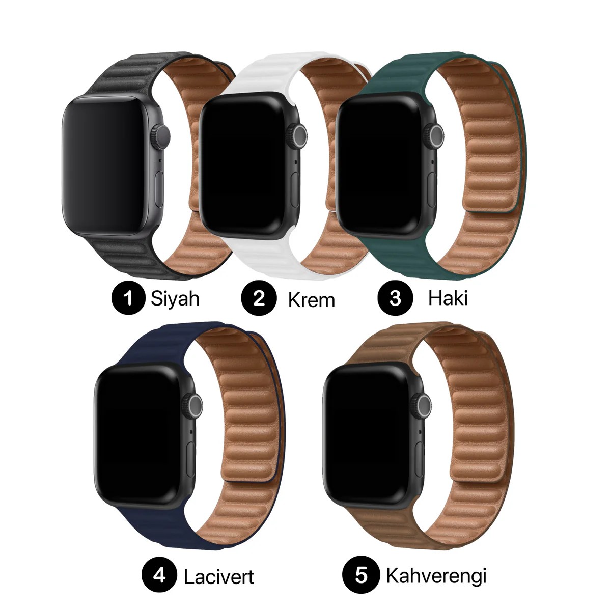 Apple Watch Uyumlu Deri Loop Manyetik Kordonlar