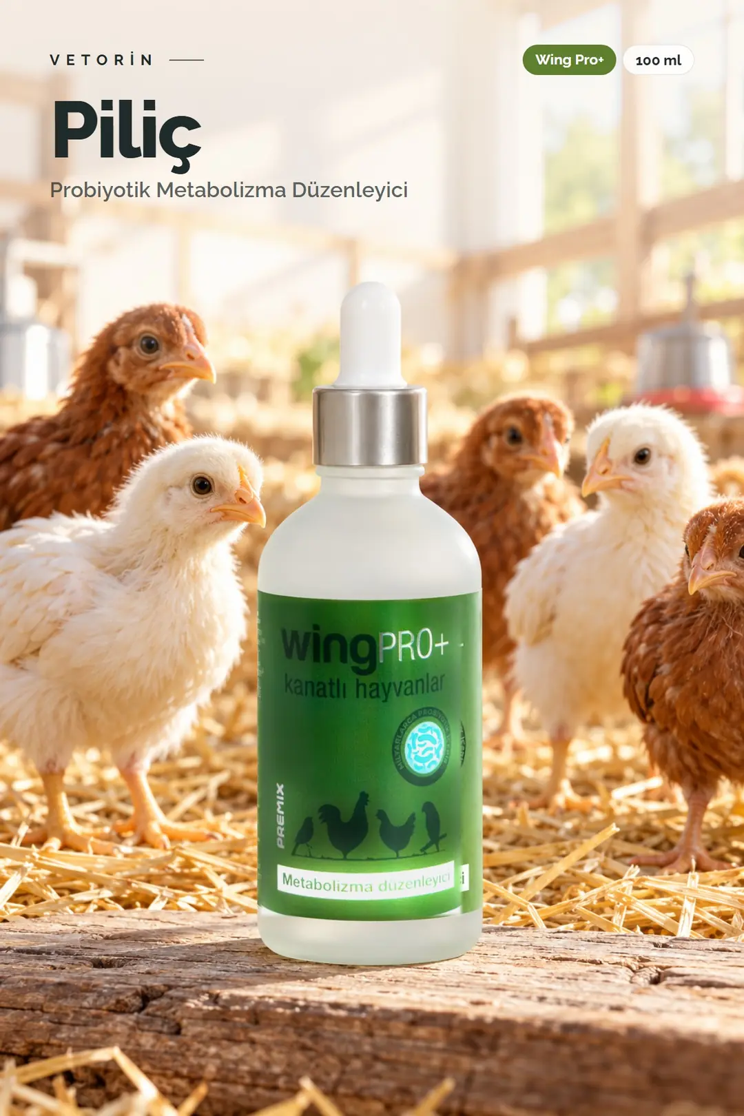 Piliç ve Vetorin Wing Pro+ şişesi