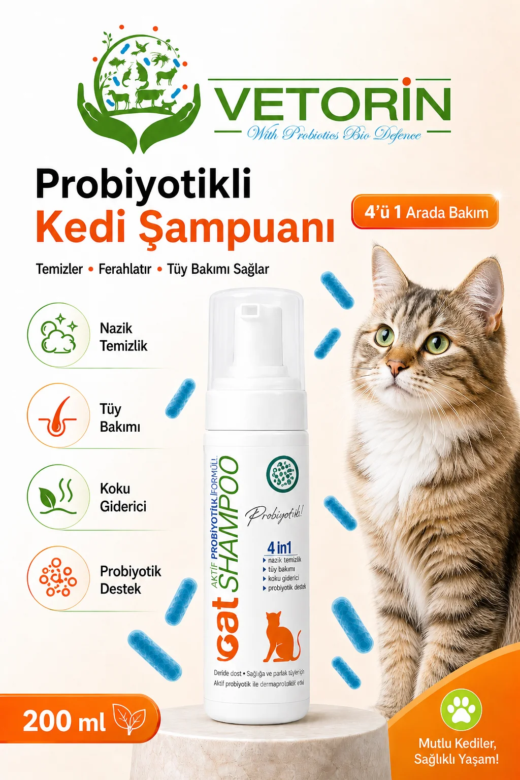 Probiyotikli Kedi Şampuanı 200 ml