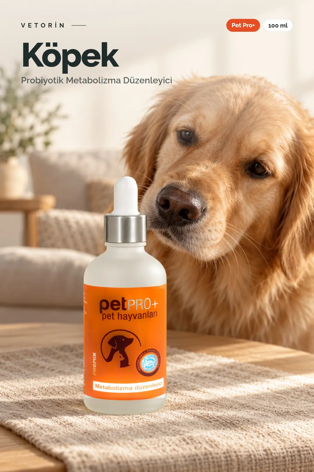 Köpek ve Vetorin Pet Pro+ şişesi
