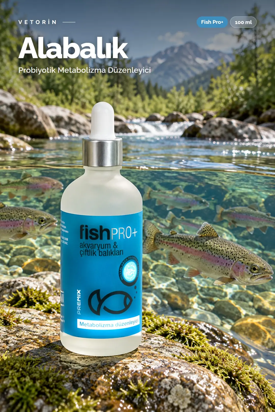 Alabalık ve Vetorin Fish Pro+ şişesi