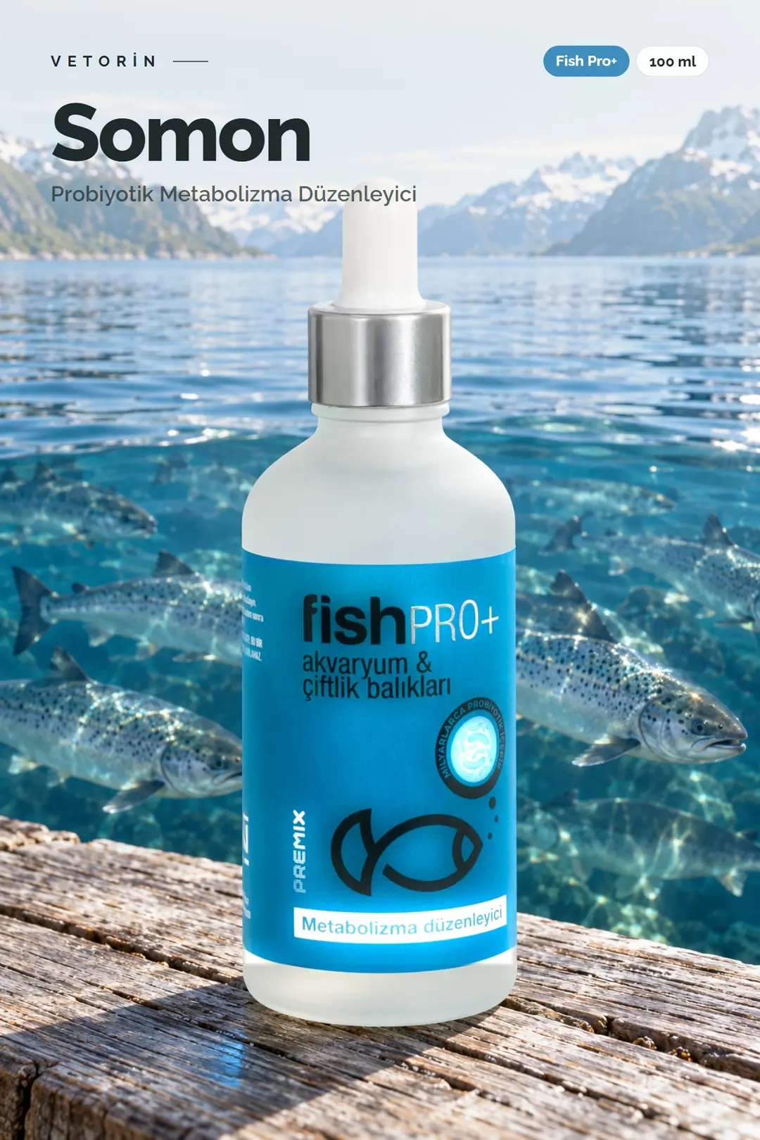 Somon ve Vetorin Fish Pro+ şişesi