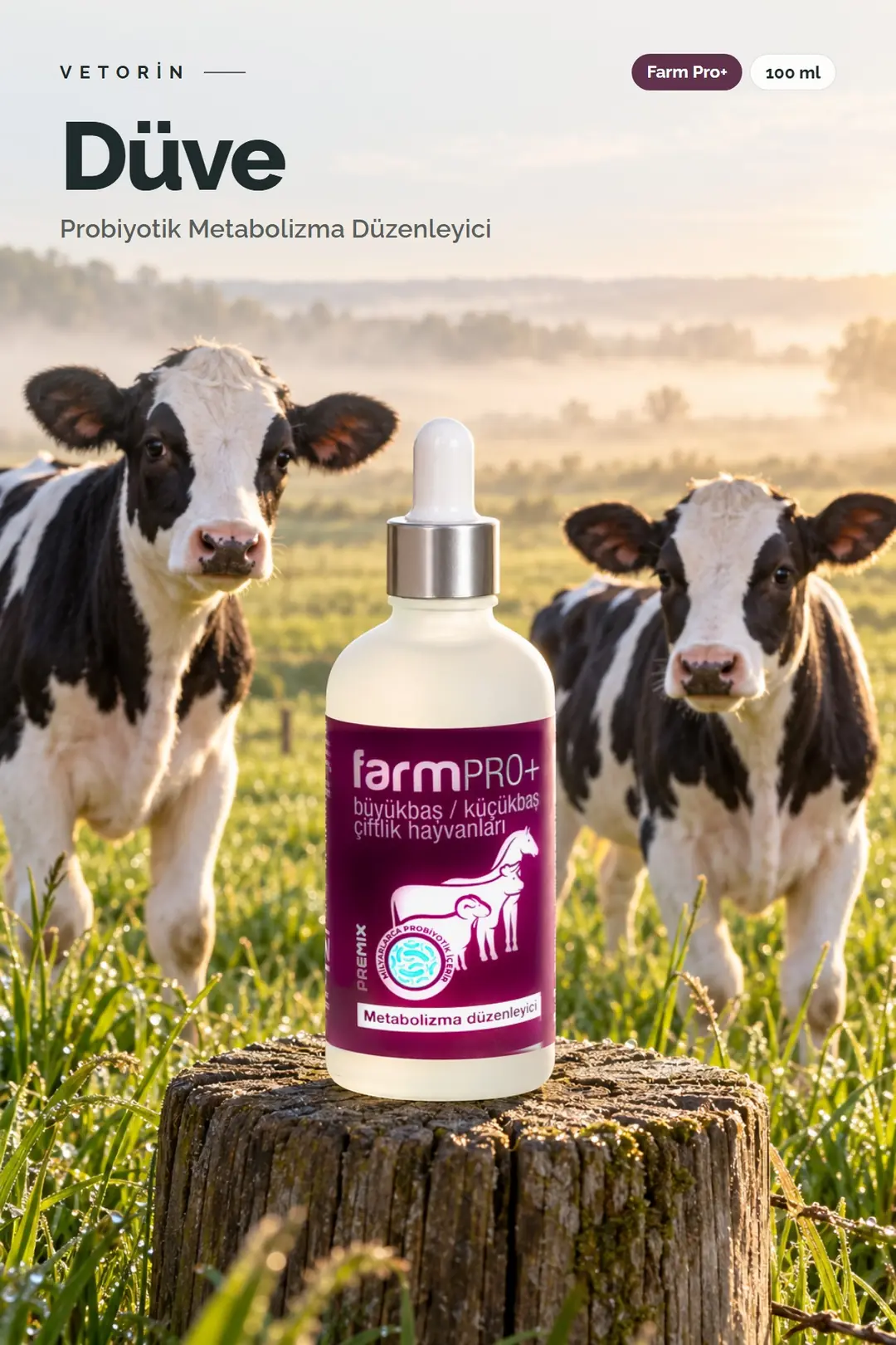 Düve ve Vetorin Farm Pro+ şişesi