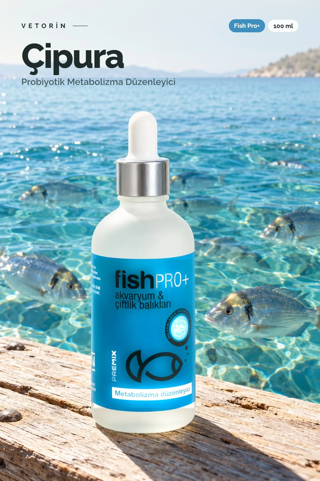Çipura ve Vetorin Fish Pro+ şişesi