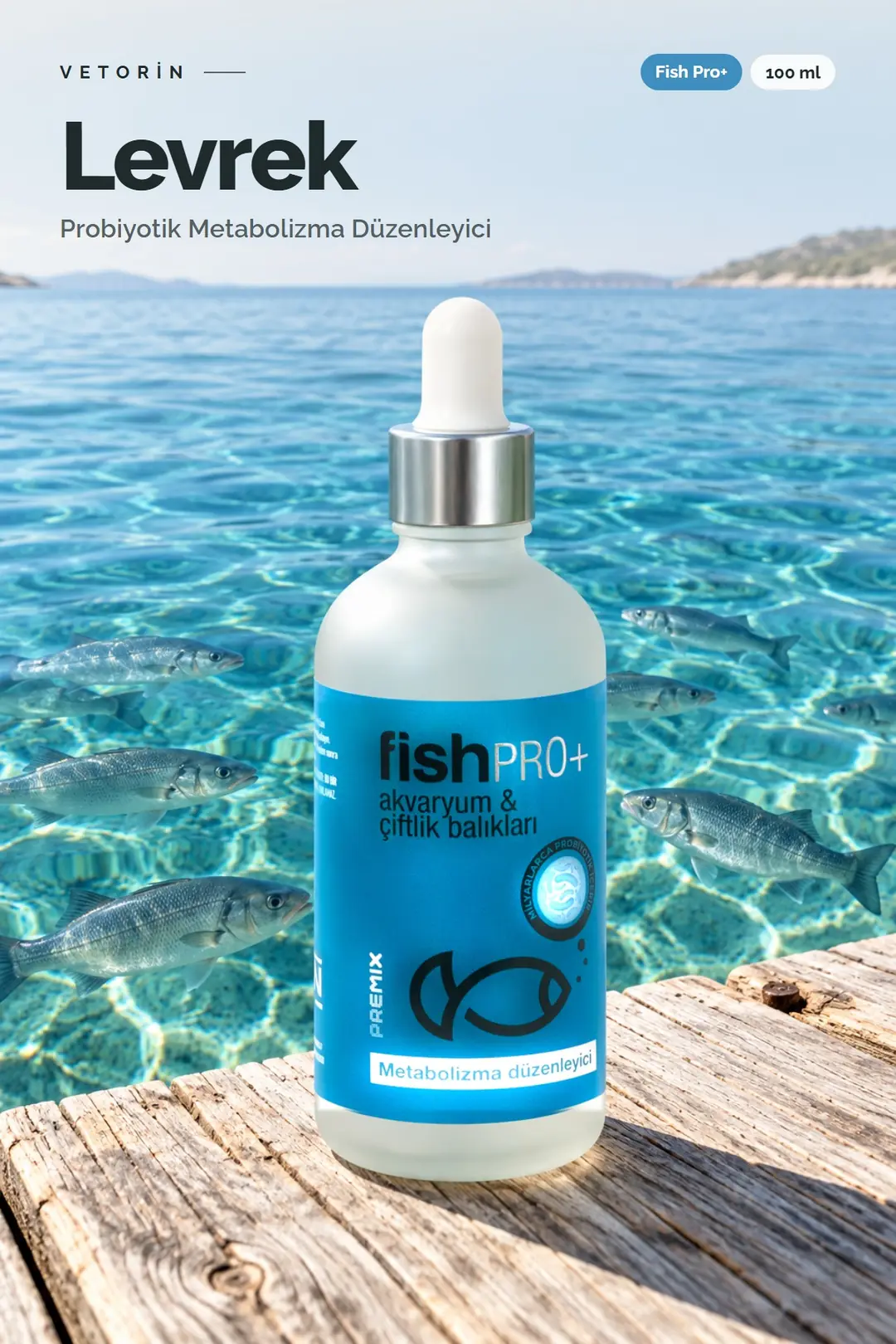 Levrek ve Vetorin Fish Pro+ şişesi