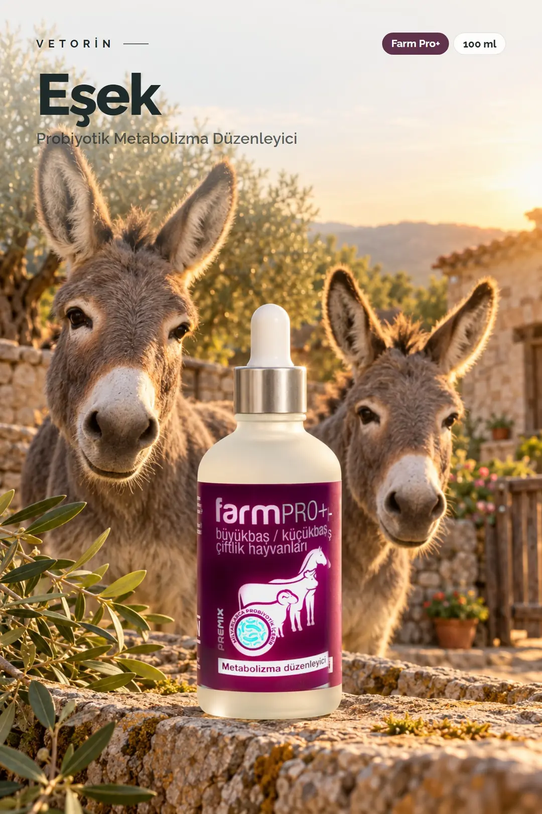 Eşek ve Vetorin Farm Pro+ şişesi