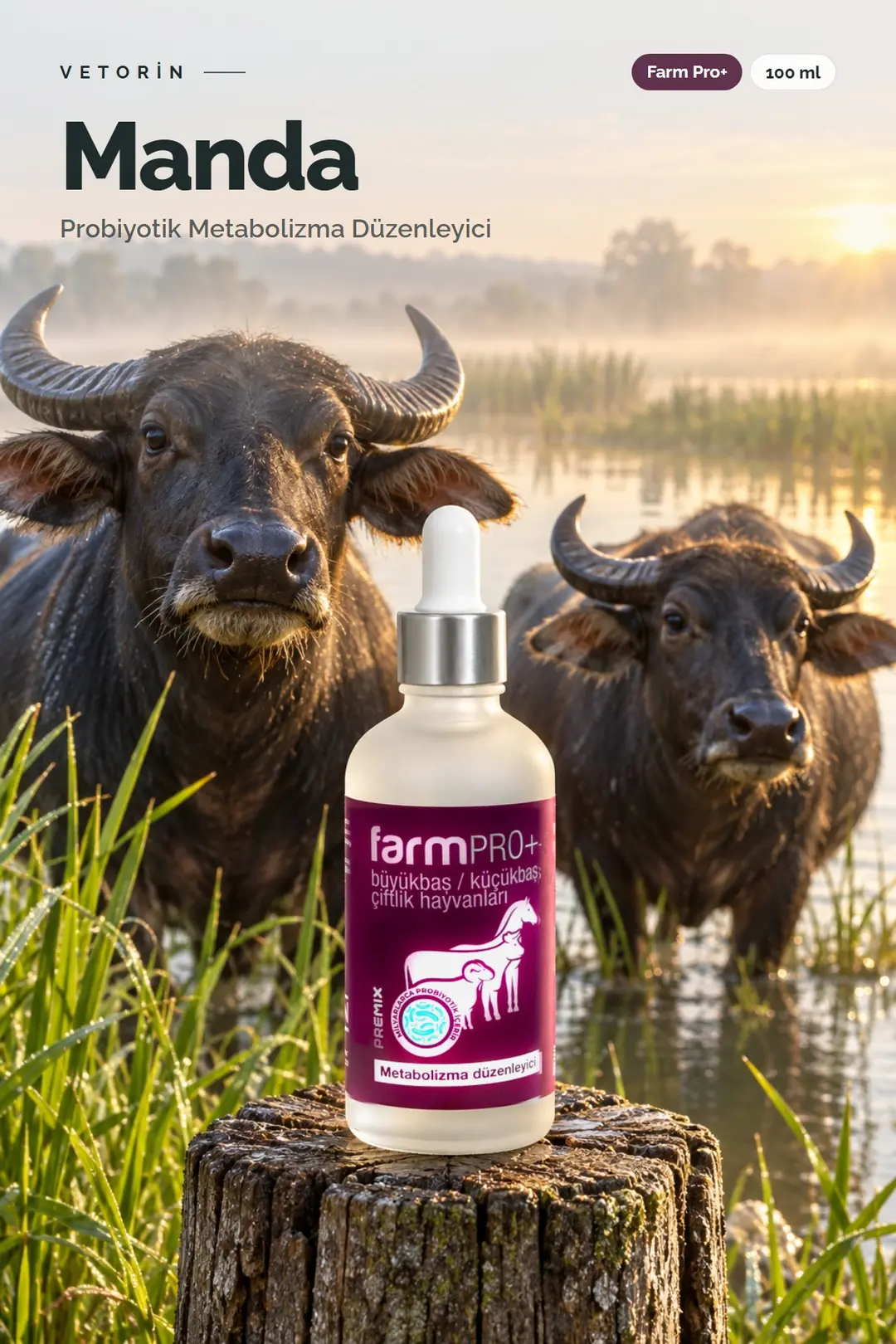 Manda ve Vetorin Farm Pro+ şişesi