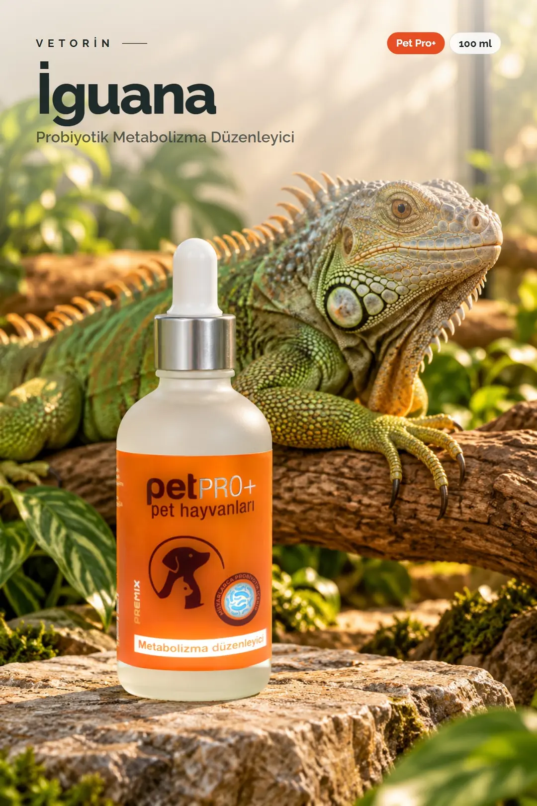İguana ve Vetorin Pet Pro+ şişesi