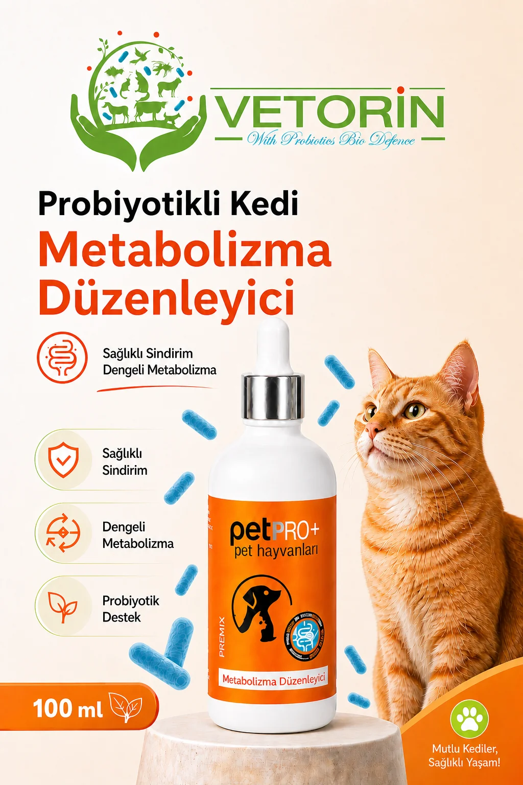 Kedi Probiyotik & Sindirim Sistemi Desteği 100 ml