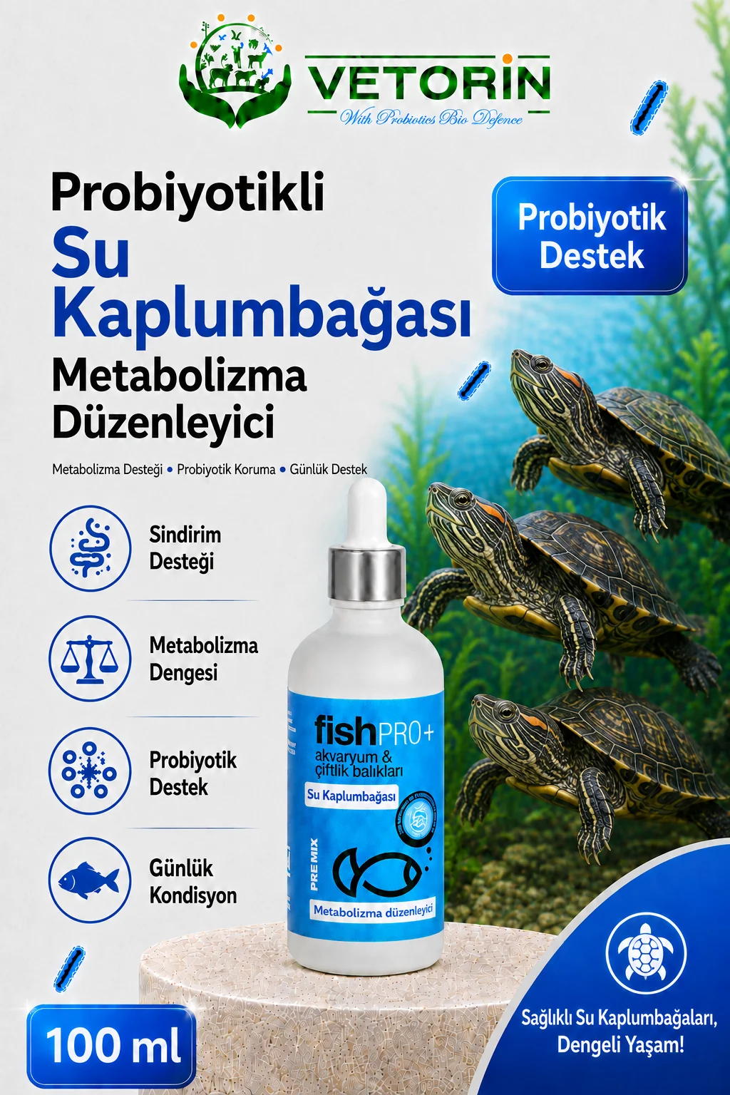 Probiyotikli Su Kaplumbağası Sindirim ve Metabolizma Düzenleyici 100 ml