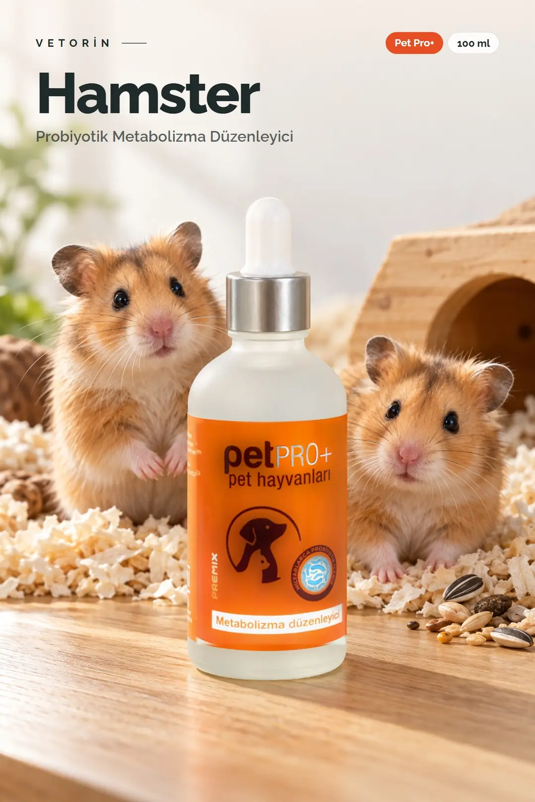 Hamster ve Vetorin Pet Pro+ şişesi