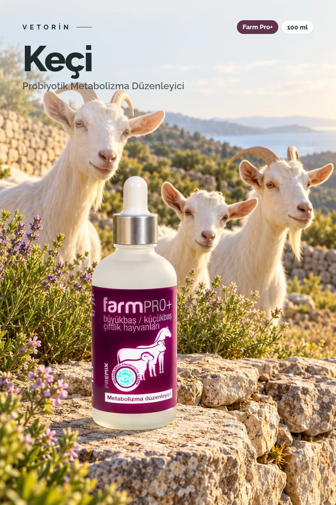 Keçi ve Vetorin Farm Pro+ şişesi