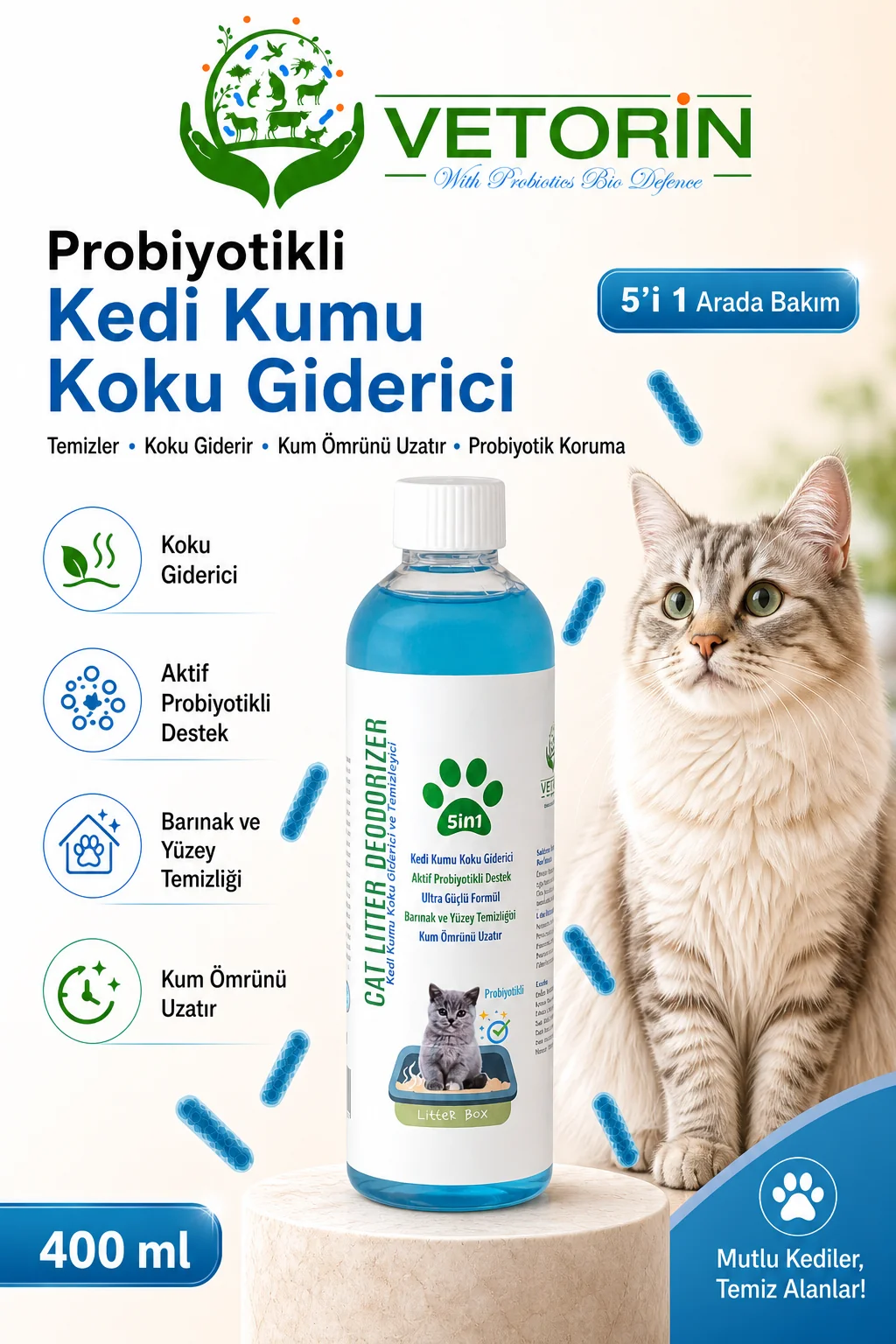 Probiyotikli Kedi Kumu Koku Giderici 400 ml