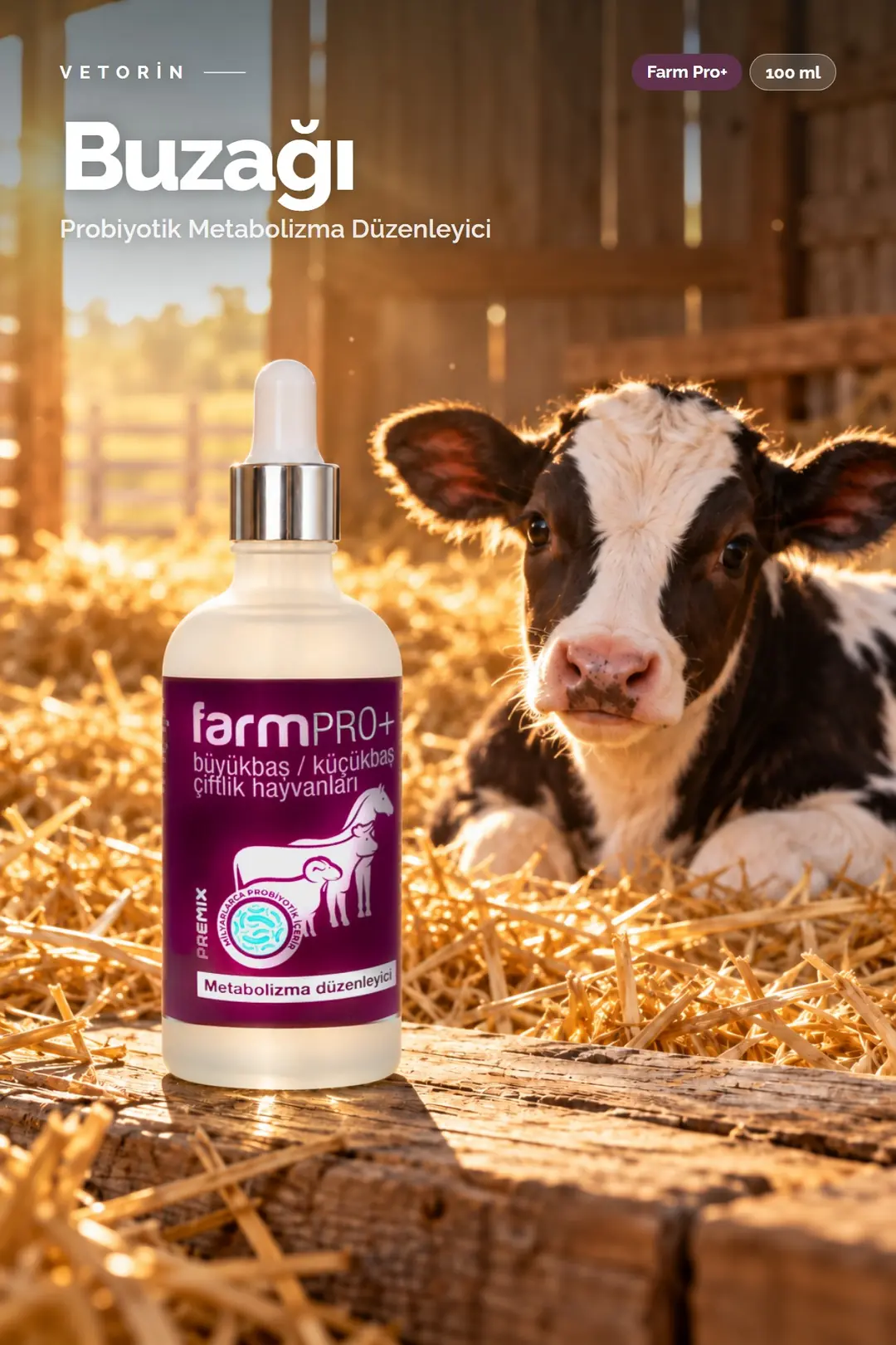 Buzağı ve Vetorin Farm Pro+ şişesi