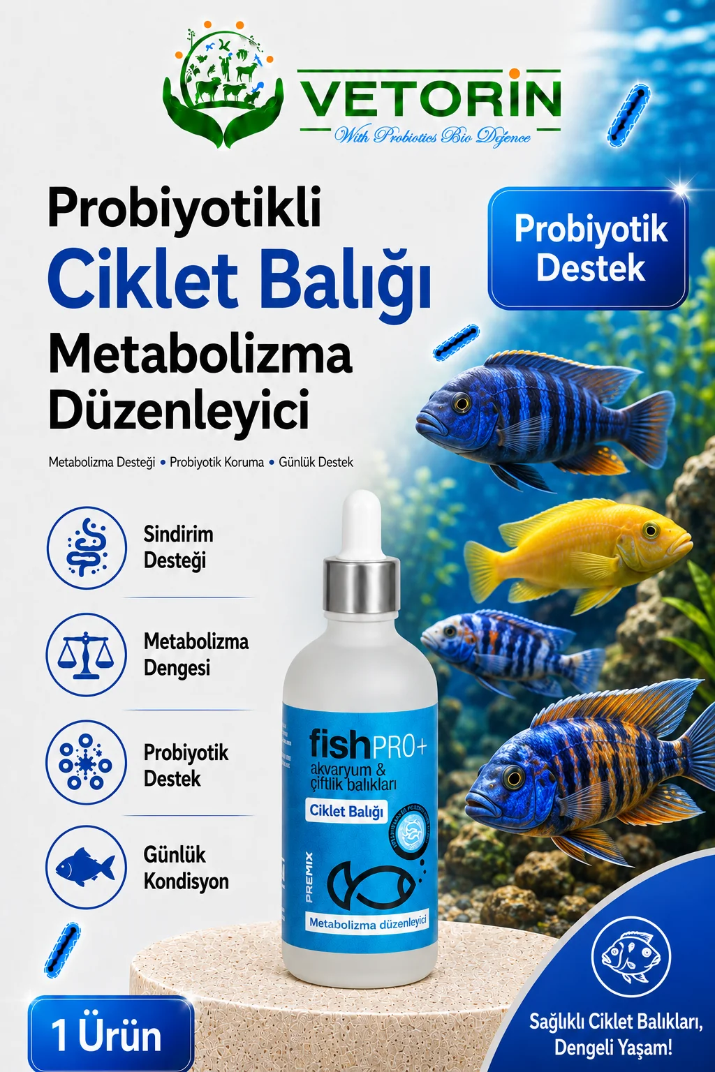Probiyotikli Ciklet Balığı Sindirim ve Metabolizma Düzenleyici 100 ml