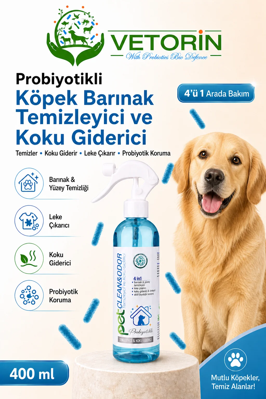 Probiyotikli Köpek Barınak Temizleyici Ve Koku Giderici Sprey 400 ml