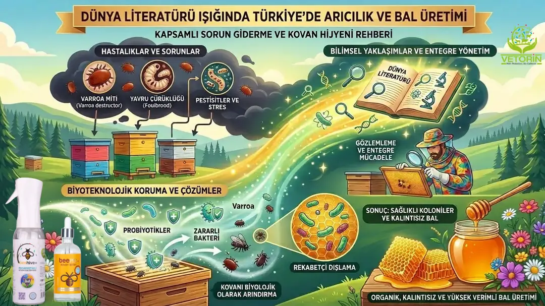 &nbsp;Arıların sadece şeker şurubu ile değil, protein açısından zengin polen ikameleri ile beslenmesi kritik önem taşır. Kovan içi nemin dengede tutulması, hijyenin sağlanması ve Vetorin gibi florayı destekleyici ürünlerle kovanın ekşi, kötü kokulardan arındırılması Nosema riskini ciddi ölçüde düşürür