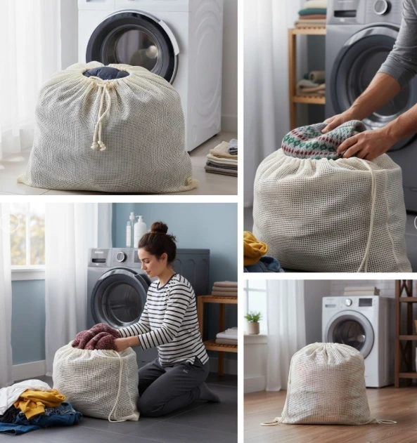 Battal Boy 120x150 cm Mont ve perde Yıkama Filesi – Extra Büyük, Dayanıklı ve Nefes Alabilir Çamaşır Koruma Torbası