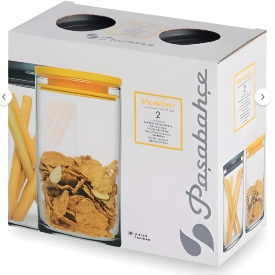 Paşabahçe 43736 Vakumlu Cam Kavanoz - Cam Erzak Saklama Kabı 2 Li Gri 730 cc