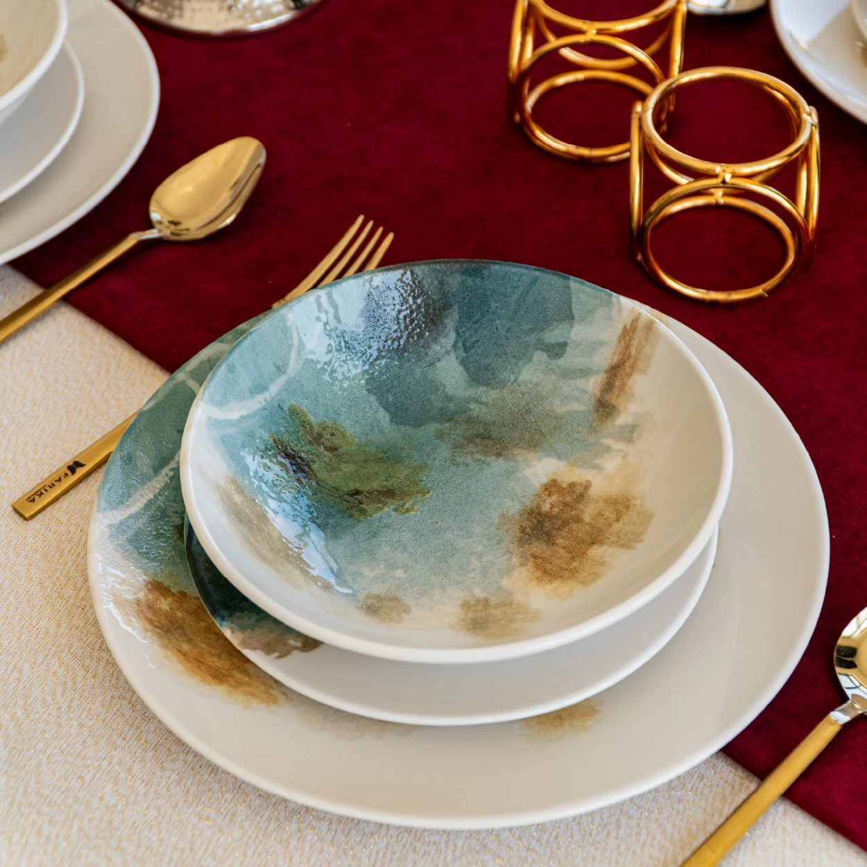Aqua Servizio di Piatti Porcellana