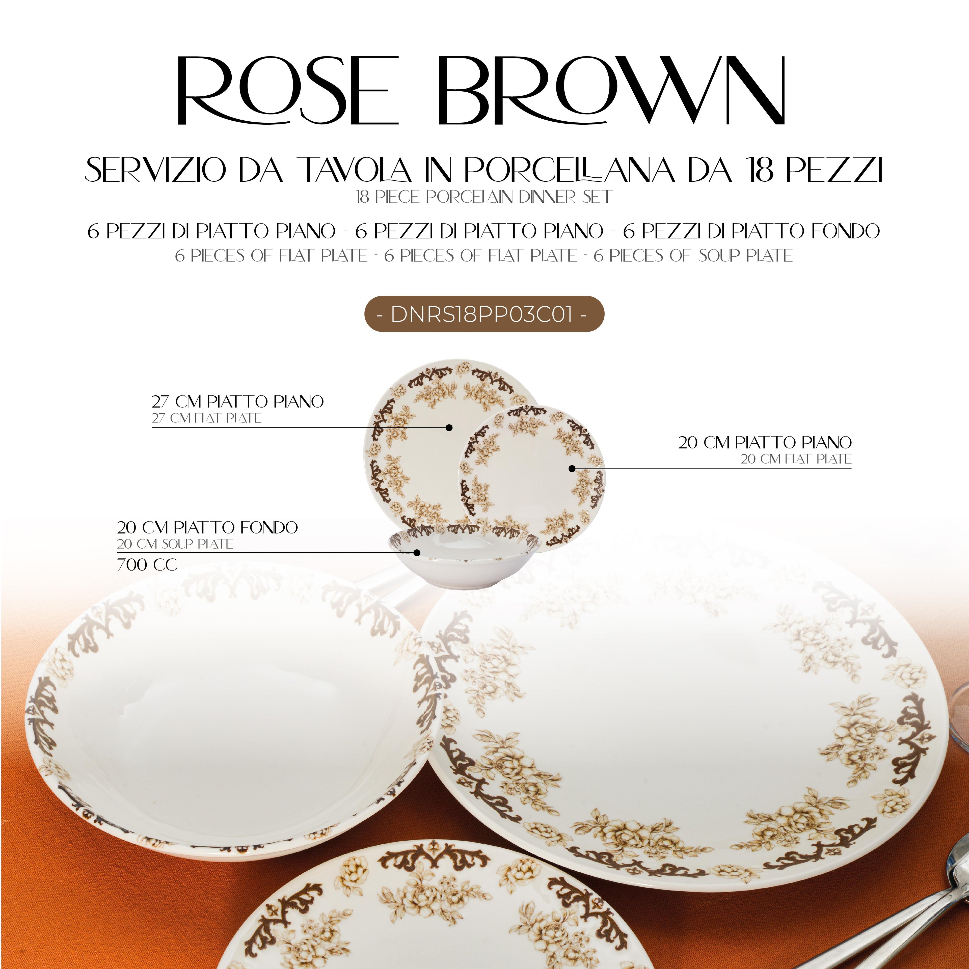 Rose Brown Servizio di Piatti Porcellana