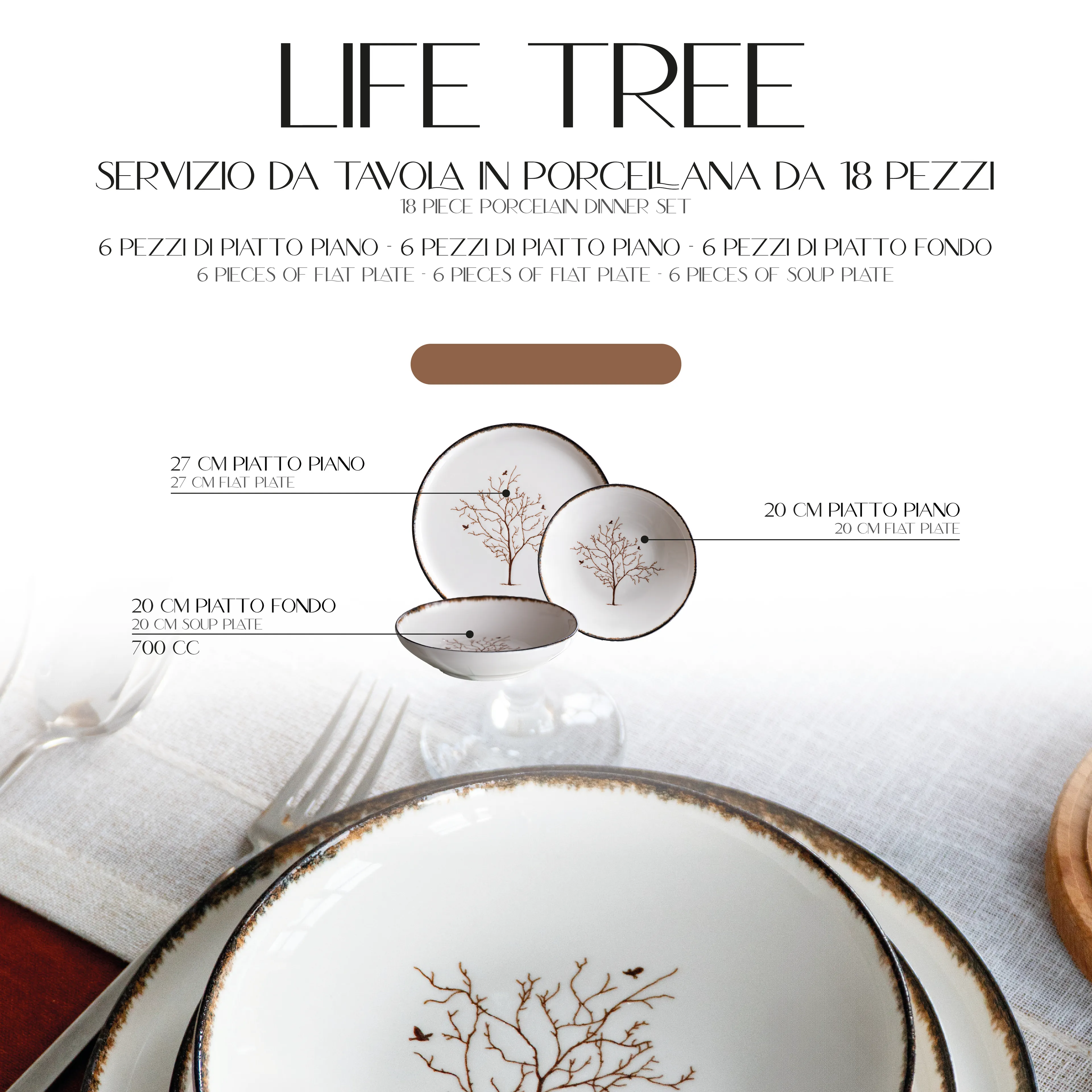 Life Tree Servizio di Piatti Porcellana